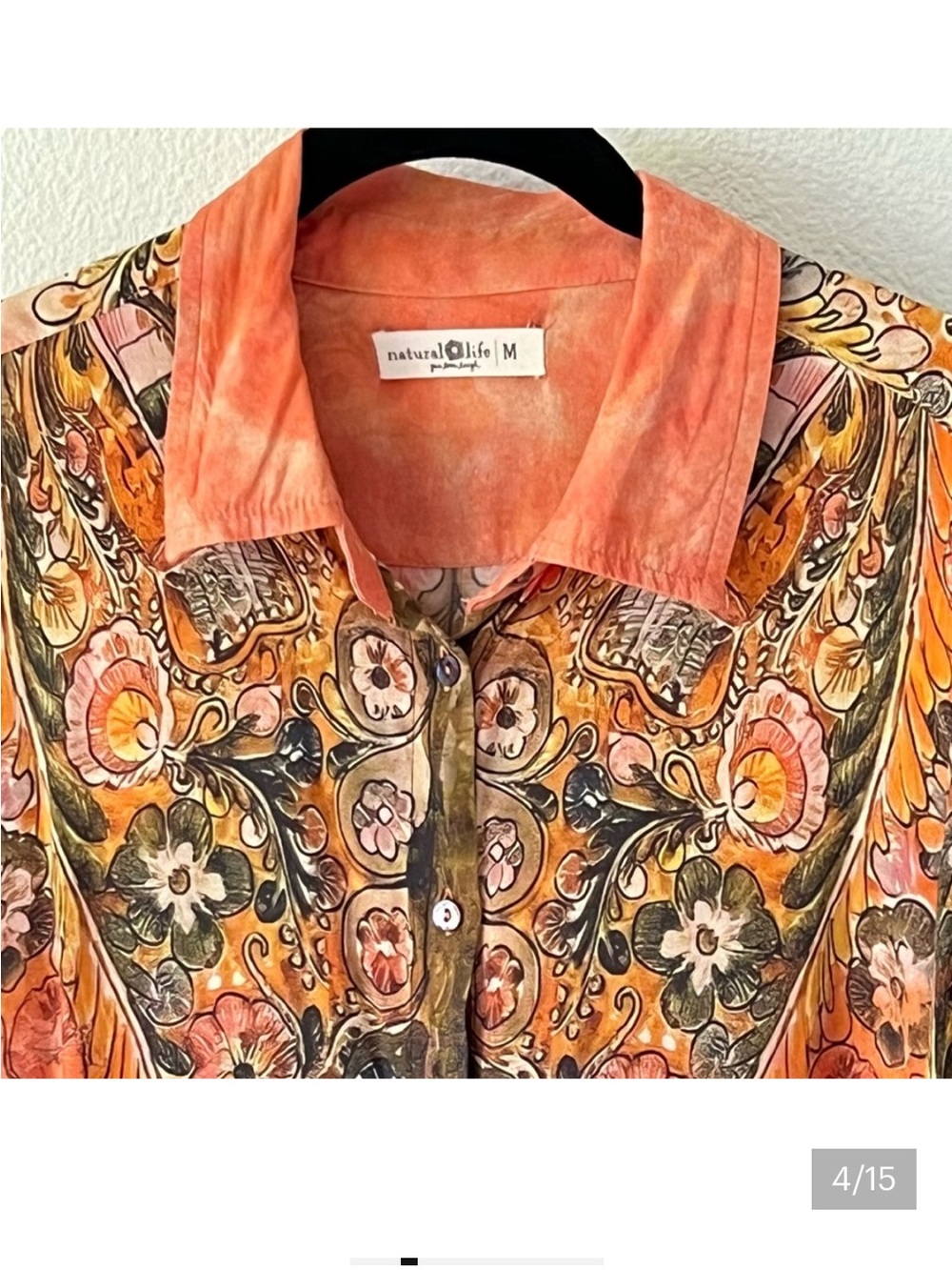 NATURAL LIFE Orange Paisley Button-Front Boho Tunic - Picture 6 of 11